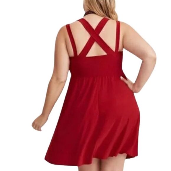 Torrid Crisscross Twist Mini Dress, 1 Bright Red - Picture 1 of 9